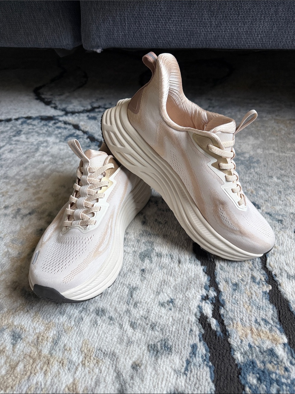 AllSwift Women's Cream & brown accents Platform Athletic Sneakers